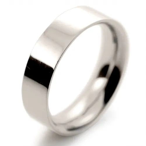 Flat Court Very Heavy -  6mm (FCH6 W) White Gold Wedding Ring